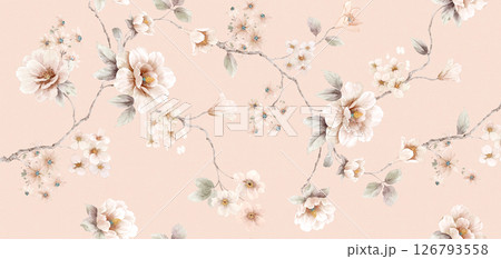 Timeless Geometric Shapes Blended with Floral Scrollwork Drawings 126793558