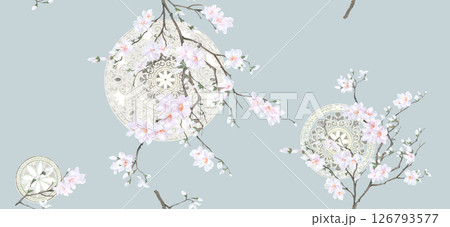 Timeless Geometric Shapes Blended with Floral Scrollwork Drawings Timeless Geometric Shapes Blended with Floral Scrollwork Drawings 126793577
