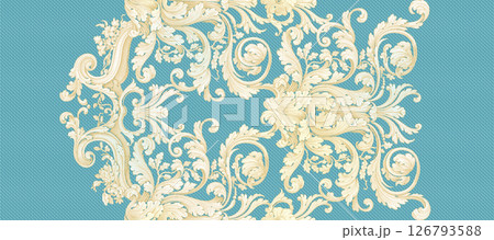 Timeless Geometric Shapes Blended with Floral Scrollwork Drawings 126793588