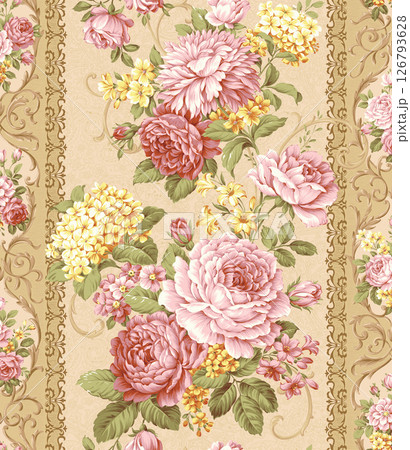 Stunning Hand Painted Geometric Floral Scroll Pattern Creations 126793628