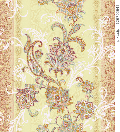 Stunning Hand Painted Geometric Floral Scroll Pattern Creations 126793645