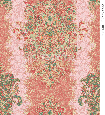 Stunning Hand Painted Geometric Floral Scroll Pattern Creations 126793682