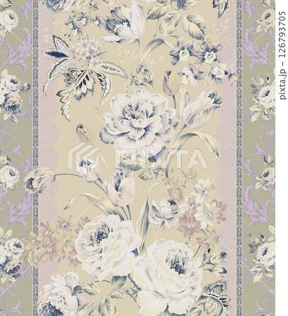 Stunning Hand Painted Geometric Floral Scroll Pattern Creations 126793705