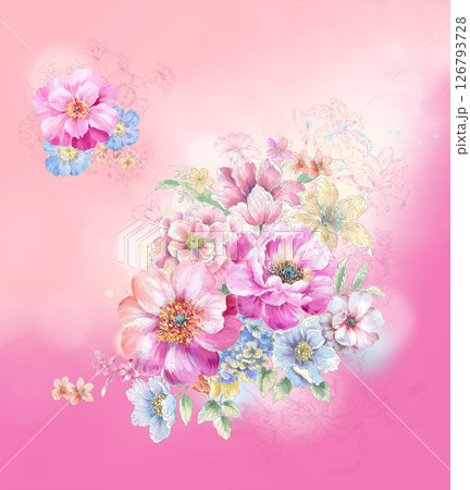 Inspired Geometric Floral Scrollwork Hand Drawn Illustrations 126793728