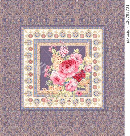 Inspired Geometric Floral Scrollwork Hand Drawn Illustrations 126793731