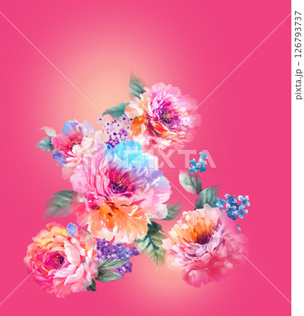 Inspired Geometric Floral Scrollwork Hand Drawn Illustrations 126793737