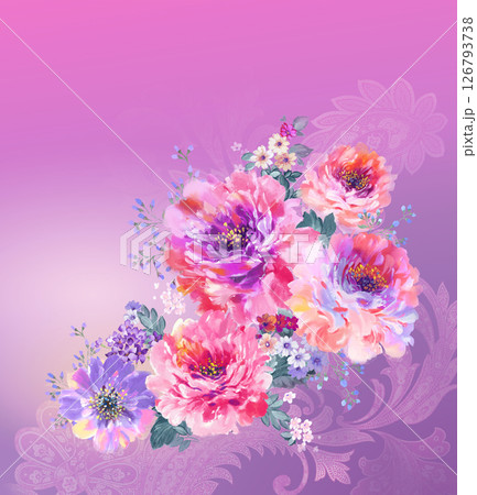 Inspired Geometric Floral Scrollwork Hand Drawn Illustrations 126793738