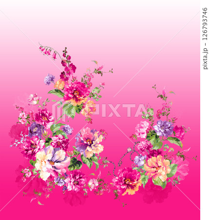 Inspired Geometric Floral Scrollwork Hand Drawn Illustrations 126793746