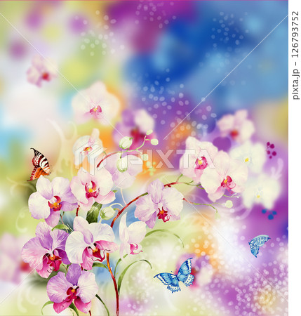 Inspired Geometric Floral Scrollwork Hand Drawn Illustrations 126793752