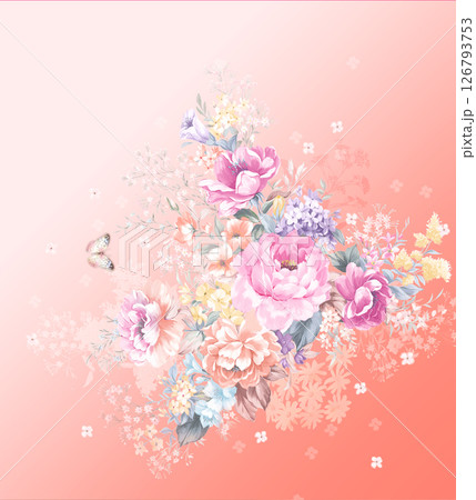 Inspired Geometric Floral Scrollwork Hand Drawn Illustrations 126793753