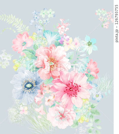 Inspired Geometric Floral Scrollwork Hand Drawn Illustrations 126793755