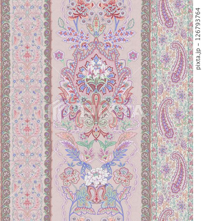 Inspired Geometric Floral Scrollwork Hand Drawn Illustrations 126793764