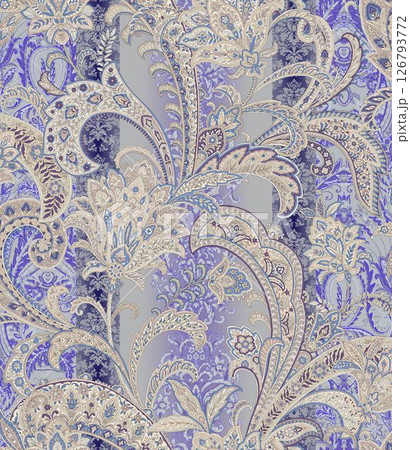 Inspired Geometric Floral Scrollwork Hand Drawn Illustrations 126793772