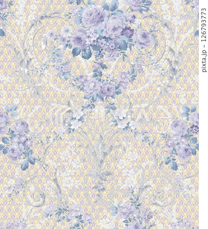 Inspired Geometric Floral Scrollwork Hand Drawn Illustrations 126793773