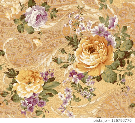 Inspired Geometric Floral Scrollwork Hand Drawn Illustrations 126793776
