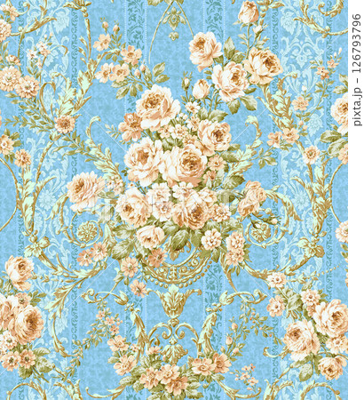 Inspired Geometric Floral Scrollwork Hand Drawn Illustrations 126793796