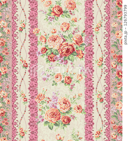 Inspired Geometric Floral Scrollwork Hand Drawn Illustrations 126793799