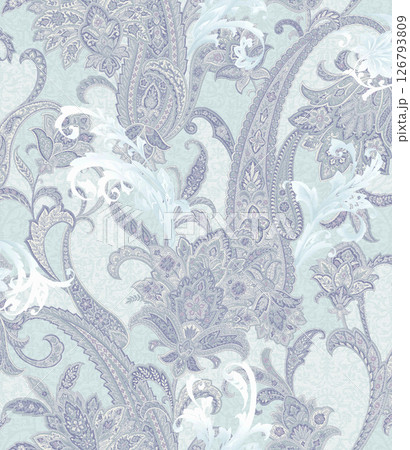 Inspired Geometric Floral Scrollwork Hand Drawn Illustrations 126793809