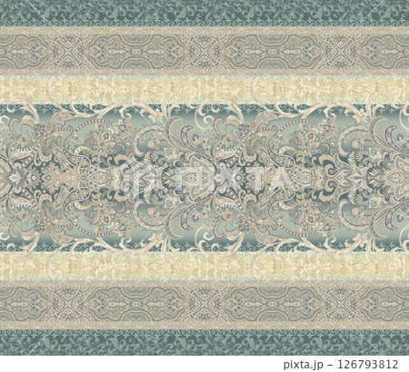 Inspired Geometric Floral Scrollwork Hand Drawn Illustrations 126793812