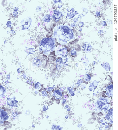 Inspired Geometric Floral Scrollwork Hand Drawn Illustrations 126793827