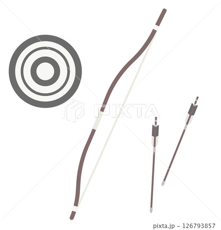 弓道の弓と矢と的のイラスト 126793857