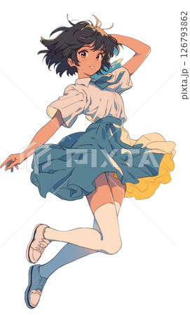 飛び跳ねる学校の制服の女の子 126793862