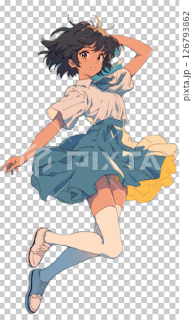 飛び跳ねる学校の制服の女の子 126793862