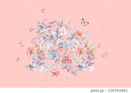 Modern Fusion of Geometric Shapes and Floral Scroll Motifs 126793891