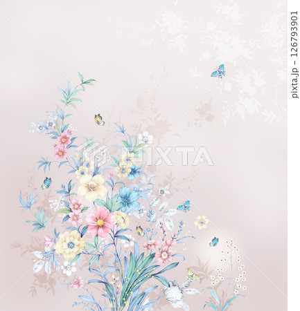 Modern Fusion of Geometric Shapes and Floral Scroll Motifs 126793901