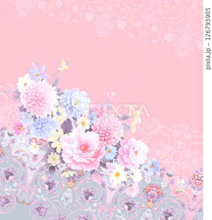 Modern Fusion of Geometric Shapes and Floral Scroll Motifs 126793905