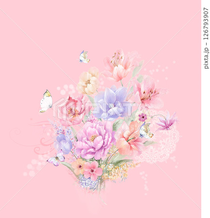 Modern Fusion of Geometric Shapes and Floral Scroll Motifs 126793907