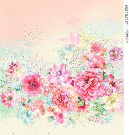 Modern Fusion of Geometric Shapes and Floral Scroll Motifs Modern Fusion of Geometric Shapes and Floral Scroll Motifs 126793954