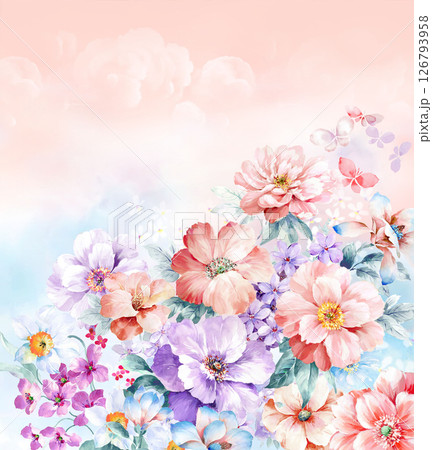 Modern Fusion of Geometric Shapes and Floral Scroll Motifs 126793958