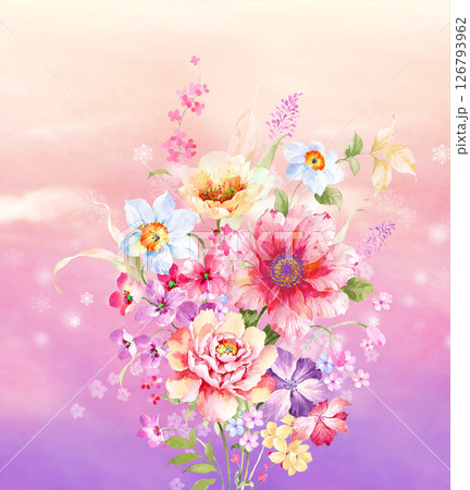 Modern Fusion of Geometric Shapes and Floral Scroll Motifs 126793962