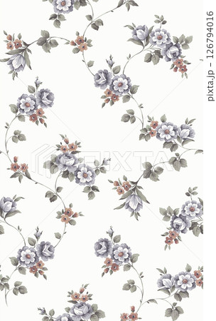 Distinctive Hand Illustrated Geometric Scroll and Floral Designs 126794016