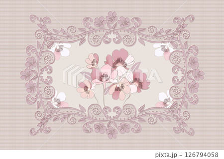 Distinctive Hand Illustrated Geometric Scroll and Floral Designs 126794058
