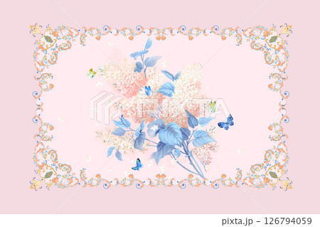 Distinctive Hand Illustrated Geometric Scroll and Floral Designs 126794059