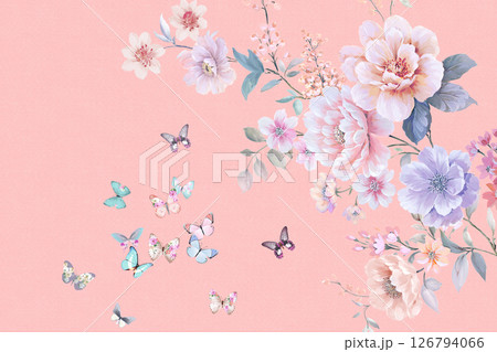 Distinctive Hand Illustrated Geometric Scroll and Floral Designs 126794066