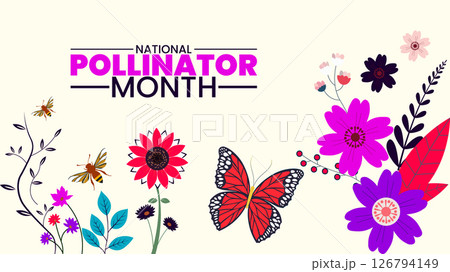 Celebrating National Pollinators Month design templet banground, use anywhere Celebrating National Pollinators Month design templet banground, use anywhere 126794149