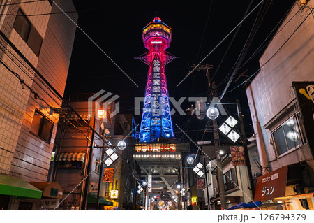 《大阪府》通天閣をのぞむ新世界の夜景 《大阪府》通天閣をのぞむ新世界の夜景 126794379