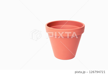 Light red pink clay pot isolated on white Light red pink clay pot isolated on white 126794721