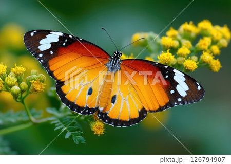 Monarch Butterfly on Yellow Flowers 126794907