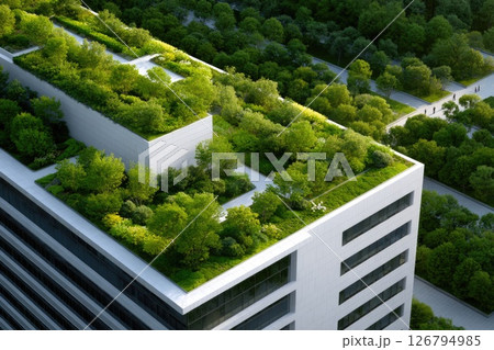 Green Rooftop Garden on Modern Urban Building 126794985