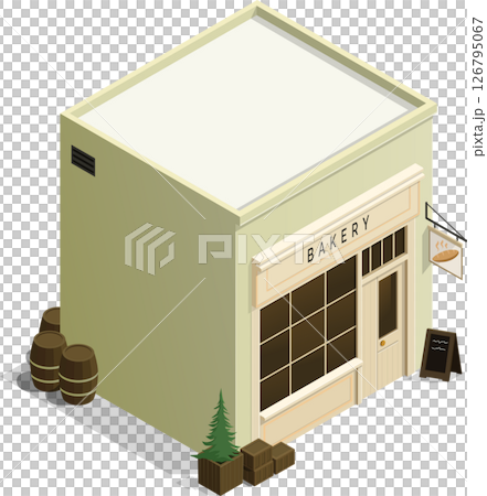 Isometric classic bakery shop building Isometric classic bakery shop building 126795067