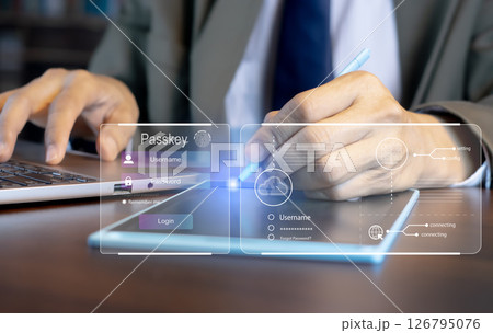 concept of using Passkey instead of a code set for maximum security Biometric Lock 126795076