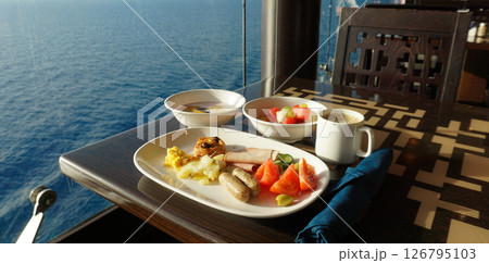 Dining Room Buffet aboard the abstract luxury cruise ship. Dining Room Buffet aboard the abstract luxury cruise ship. 126795103