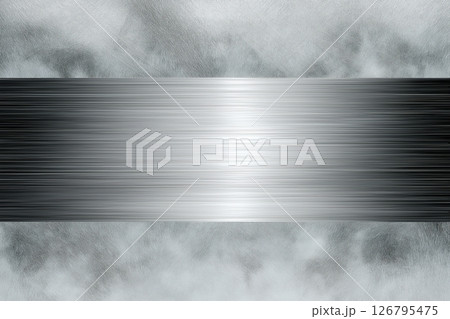 Steel Gray Brushed Metal Texture with Linear Grain, Background for Copy Space 126795475