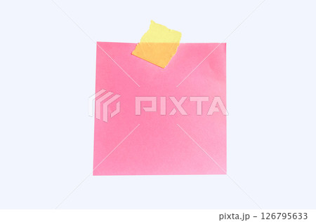 Pink note paper, memo reminder sticker, Adhesive Note isolated on whitebackground .  126795633