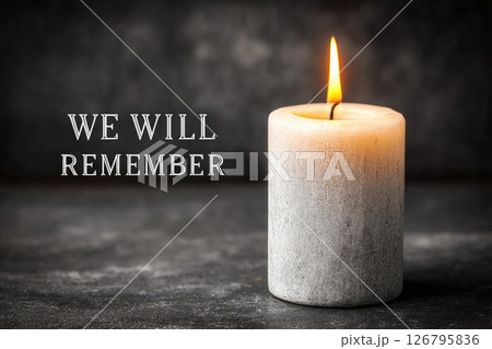 Remembering with Candle and Gray Background 126795836