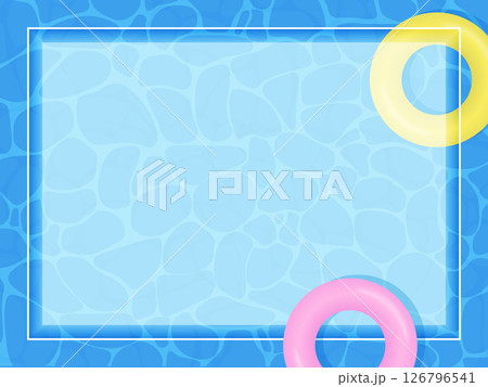 夏のプールに浮かぶ浮き輪のイラスト 126796541